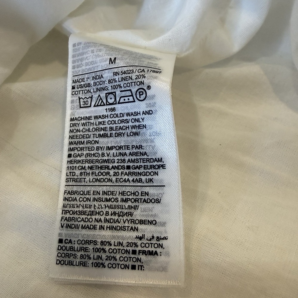 Banana Republic Laurel Linen Cotton Utility Dress V-neck Cover Up Medium White - Picture 7 of 12